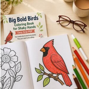 Big Bold Birds Coloring Book for Shaky Hands Easy Grip