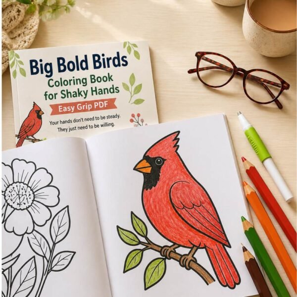 Big Bold Birds Coloring Book for Shaky Hands Easy Grip