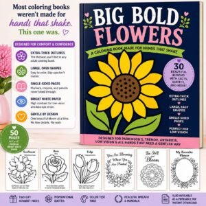 Big Bold Flowers Coloring Book for Shaky Hands Easy Grip PDF